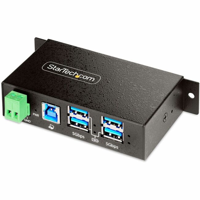 StarTech.com 4-Port Managed USB Hub, Heavy Duty Metal Industrial Housing, ESD & Surge Protection, Wall/Desk/Din-Rail Mountable, USB 5Gbps - 4-Port USB 3.2 Gen 1 5Gbps Managed Industrial USB Hub - Software works to enable/disable individual or all ports an