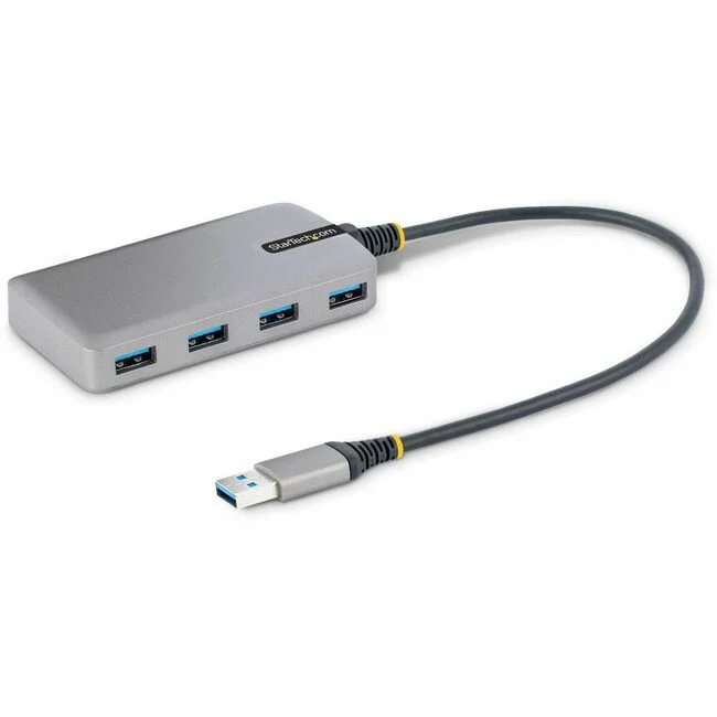 StarTech.com 4-Port USB Hub, USB 3.0 5Gbps, Bus Powered, USB-A to 4xA w/ Optional Auxiliary Power, Portable Laptop USB Hub, 1ft/30cm Cable - Portable USB-A Expansion Hub for desktop or laptop computers - 4x USB-A - USB 3.2 Gen 1 5Gbps - Bus-powered dongle