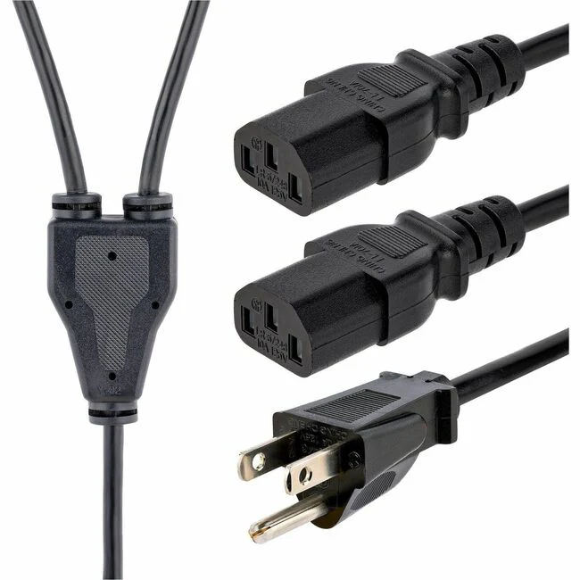 StarTech.com Computer Power Cord - NEMA 5-15P to 2x C13 - 10 ft.