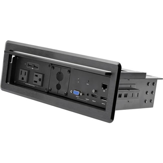 StarTech.com Conference Table Box for AV Connectivity & Charging, 4K HDMI/DP or VGA, GbE, Audio, Power Center w/ 2x USB & 2x UL AC Outlets - Charging Station and AV Conference table connectivity for HDMI/DP/VGA laptops to connect to HDMI displays 4K 30Hz