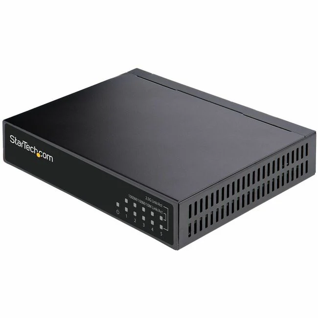 StarTech.com Unmanaged 2.5G Switch, 5 Port 2.5GBASE-T Unmanaged Ethernet Switch, Din Rail | Wall Mount, Multi-Gigabit, Auto-MDIX, 9K Jumbo - Support for 2.5GBASE-T - 5 port network switch supports 10/100/1000/2500 Mbps over Ethernet Cat5e/Cat6/Cat6a - Unm
