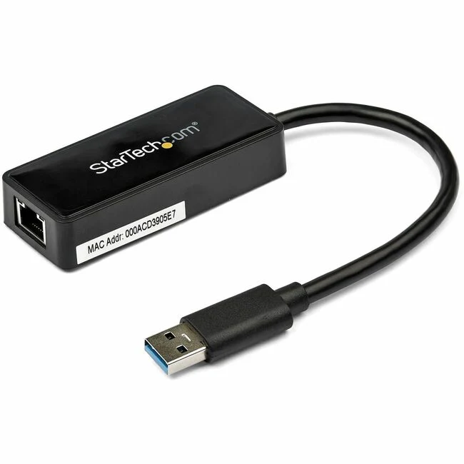 StarTech.com USB 3.0 to Gigabit Ethernet Adapter NIC w/ USB Port - Black - Add a Gigabit Ethernet port and a USB 3.0 pass-through port to your laptop through a single USB 3.0 port - USB 3.0 to Gigabit Ethernet Adapter w/ USB Port (Black) - An ideal laptop