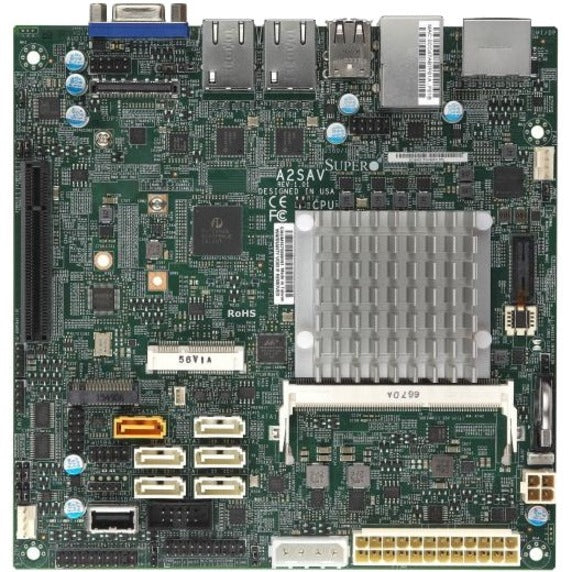 Supermicro A2SAV Server Motherboard - Intel Chipset - Socket BGA-1296 - Mini ITX - Intel Atom x5-E3940 - 8 GB DDR3L SDRAM Maximum RAM - SoDIMM - 1 x Memory Slots - Gigabit Ethernet - HDMI - DisplayPort - 4 x SATA Interfaces