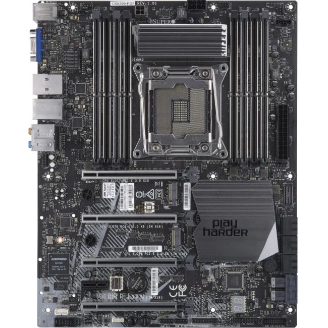 Supermicro C9X299-PGF Desktop Motherboard - Intel X299 Chipset - Socket R4 LGA-2066 - Intel Optane Memory Ready - ATX - 128 GB DDR4 SDRAM Maximum RAM - UDIMM, DIMM - 8 x Memory Slots - Gigabit Ethernet - 6 x SATA Interfaces