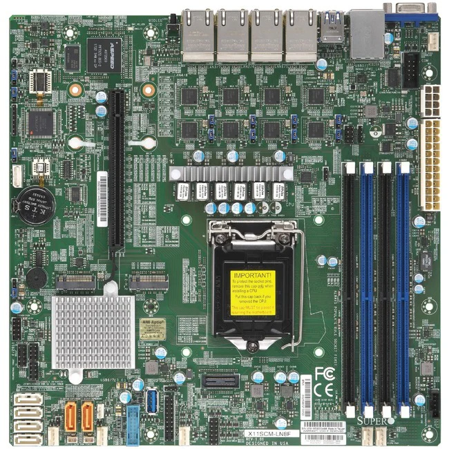 Supermicro X11SCM-LN8F Server Motherboard - Intel C246 Chipset - Socket H4 LGA-1151 - Micro ATX - 128 GB DDR4 SDRAM Maximum RAM - DIMM, UDIMM - 4 x Memory Slots - Gigabit Ethernet - 6 x SATA Interfaces