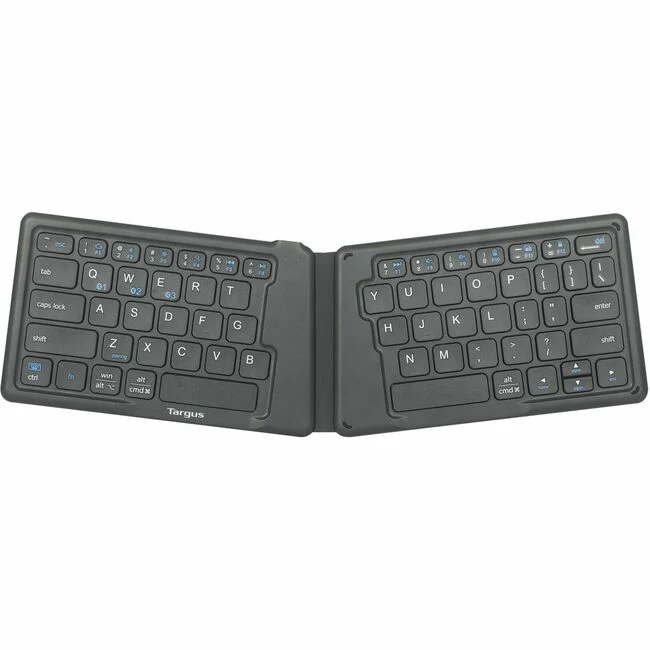 Targus Ergonomic Foldable Bluetooth Antimicrobial Keyboard - Wireless Connectivity - Bluetooth/RF - 2.40 GHz - ChromeOS - English (US) - QWERTY Layout - iPad, iPhone, Desktop Computer, MAC - PC, Mac - Black