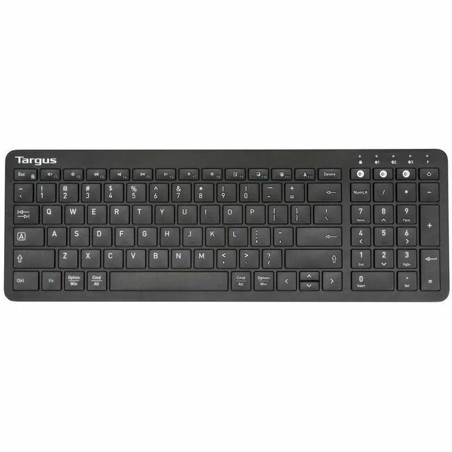 Targus Midsize Multi-Device Bluetooth Antimicrobial Keyboard - Wireless Connectivity - Bluetooth - ChromeOS - English (US) - QWERTY Layout - PC, Mac - AAA Battery Size Supported - Black