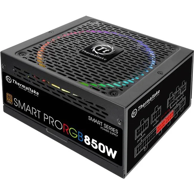 Thermaltake Smart Pro RGB 850W Bronze Fully Modular - Internal - 120 V AC, 230 V AC Input - 3.3 V DC, 5 V DC, 12 V DC, -12 V DC Output - 850 W - 1 +12V Rails - 1 Fan(s) - 85% Efficiency