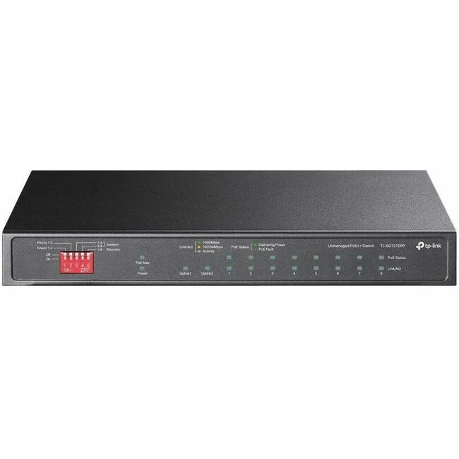 TP-Link 10-Port Gigabit Desktop Switch with 6-Port PoE+ and 2-Port PoE++ - 10 Ports - Gigabit Ethernet - 1000Base-X, 10/100/1000Base-T - 2 Layer Supported - Modular - 1 SFP Slots - 144.10 W Power Consumption - 123 W PoE Budget - Twisted Pair, Optical Fibe
