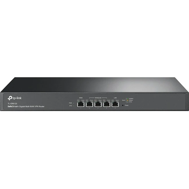 TP-Link SafeStream TL-ER6120 Ethernet Wireless Router - 125 MB/s Wireless Speed - 1 x Network Port - 4 x Broadband Port - PoE Ports - Gigabit Ethernet - VPN Supported - Rack-mountable