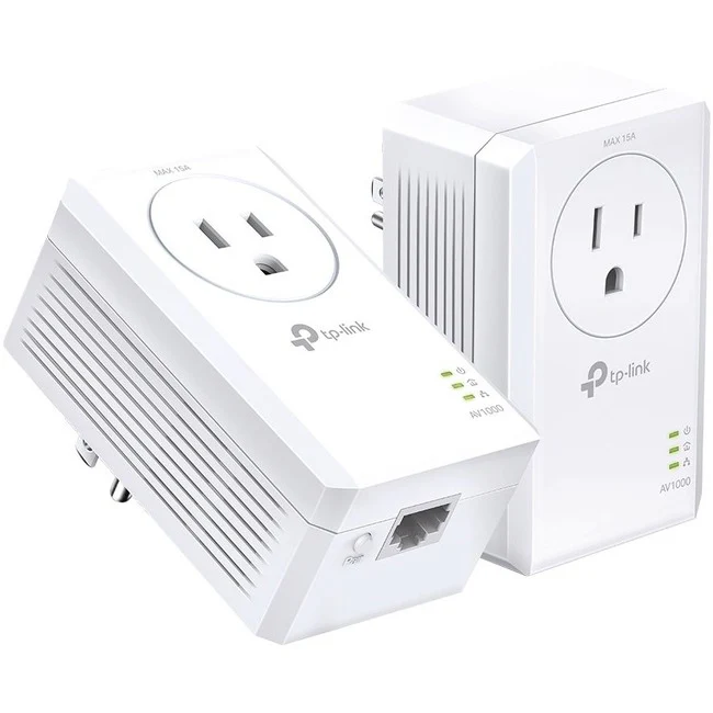 TP-Link TL-PA7017P KIT - AV1000 Gigabit Passthrough Powerline Starter Kit - Ethernet Adapter - Gigabit Port - Plug and Play - Extra Power Socket for Additional Devices - Ideal for Smart TV
