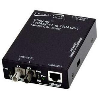 Transition Networks E-TBT-FRL-05(L) 10BASE-T to 10BASE-FL Ethernet Media Converter - 1 x RJ-45 , 1 x ST - 10Base-T, 10Base-FL - Wall-mountable