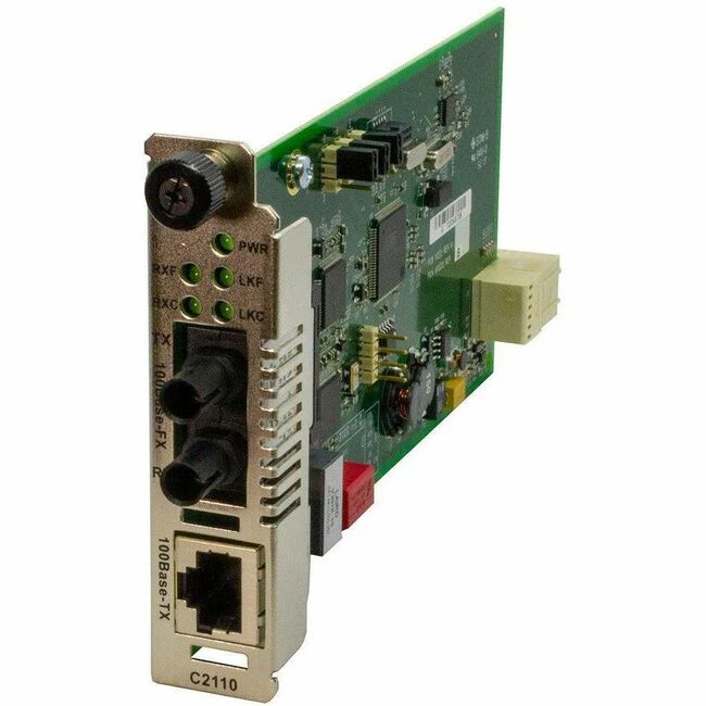 Transition Networks ION C2110-1011 Transceiver/Media Converter - 1 x Network (RJ-45) - 1 x ST Ports - Multi-mode - 1300 nm Fiber - Fast Ethernet - 100Base-FX, 100Base-TX - 100 Mbit/s - 1.24 Mile - DC - TAA Compliant