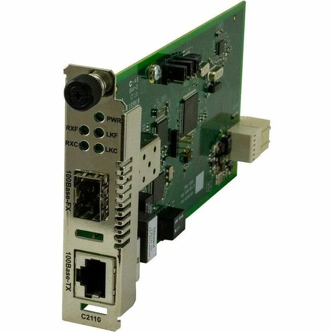 Transition Networks ION C2110-1040 Transceiver/Media Converter - 1 x Network (RJ-45) - Fast Ethernet - 100Base-TX, 100Base-X - 100 Mbit/s - 328.08 ft - 1 x Expansion Slots - SFP - 1 x SFP Slots - DC - TAA Compliant