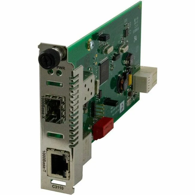 Transition Networks ION C3110-1040 Transceiver/Media Converter - 1 x Network (RJ-45) - Gigabit Ethernet - 1000Base-T, 1000Base-SX - 1000 Mbit/s - 1 x Expansion Slots - SFP - 1 x SFP Slots - DC - TAA Compliant