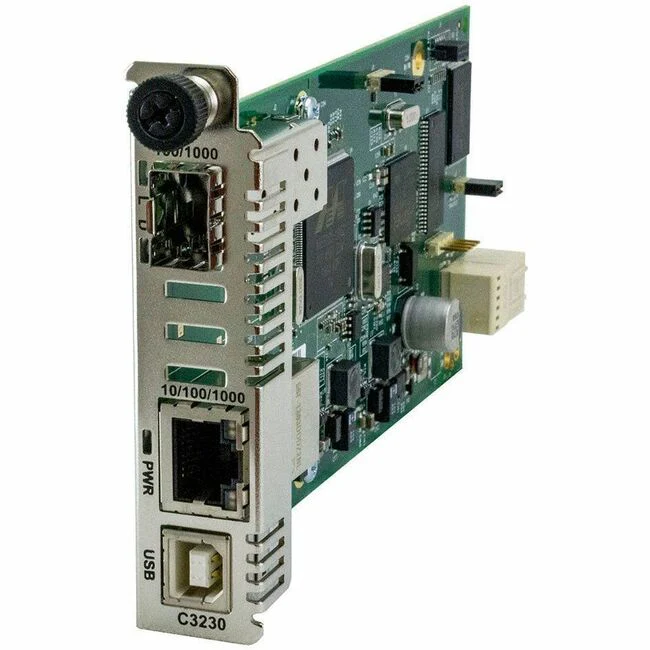 Transition Networks ION C3230-1040 Transceiver/Media Converter - 1 x Network (RJ-45) - USB - Gigabit Ethernet - 10/100/1000Base-T, 1000Base-X - 1000 Mbit/s - 328.08 ft - 1 x Expansion Slots - SFP - 1 x SFP Slots - AC - TAA Compliant