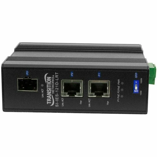 Transition Networks PoE+ Injector - 57 V DC Input - 1 x SFP Input Port(s) - 2 x 10/100/1000Base-T Output Port(s) - 30 W