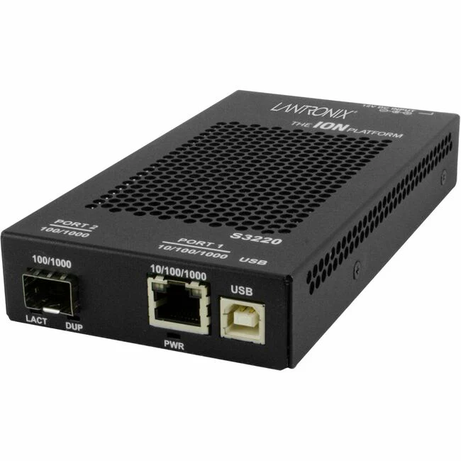 Transition Networks S3220-1040 Transceiver/Media Converter - 1 x Network (RJ-45) - USB - Gigabit Ethernet - 10/100/1000Base-T, 100/1000Base-X - 1000 Mbit/s - 328.08 ft - 1 x Expansion Slots - SFP - 1 x SFP Slots - AC Adapter - Wall Mountable, DIN Rail Mou