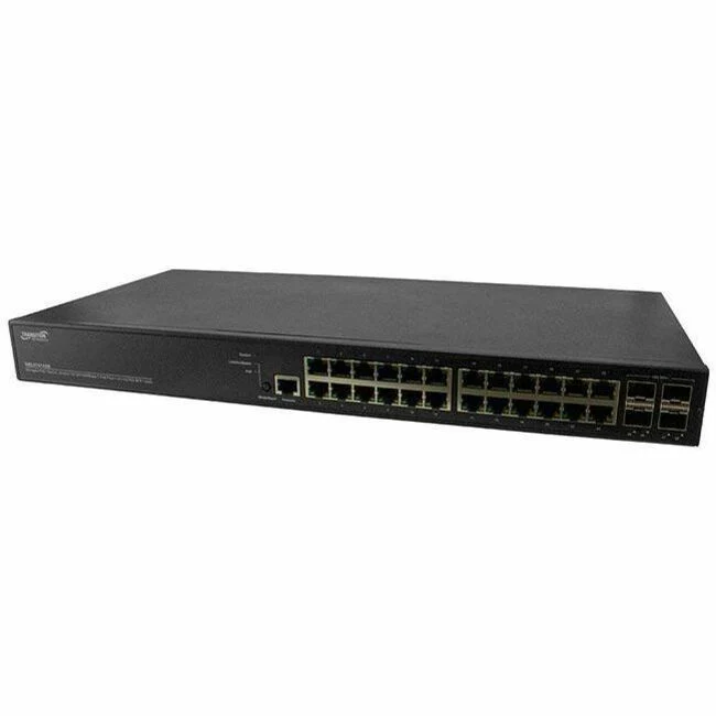 Transition Networks SM24TAT4XB Layer 3 Switch - 24 Ports - Manageable - 10 Gigabit Ethernet - 10/100/1000Base-T, 10GBase-X - 3 Layer Supported - Modular - 450 W Power Consumption - 370 W PoE Budget - Optical Fiber, Twisted Pair - PoE Ports - Lifetime Limi
