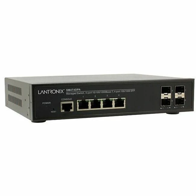 Transition Networks SM4T4DPA Ethernet Switch - 8 Ports - Manageable - Gigabit Ethernet - 10/100/1000Base-T - 2 Layer Supported - 4 SFP Slots - Twisted Pair - Desktop, Rack-mountable