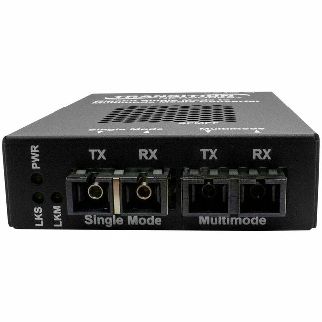 Transition Networks Stand-alone Fiber to Fiber Media Converter - 2 x SC Ports - Multi-mode, Single-mode - 1300 nm, 1310 nm Fiber - Gigabit Ethernet - 1000Base-SX, Fibre Channel - 155 Mbit/s - 12.43 Mile - AC/DC - Standalone, DIN Rail Mountable, Wall Mount