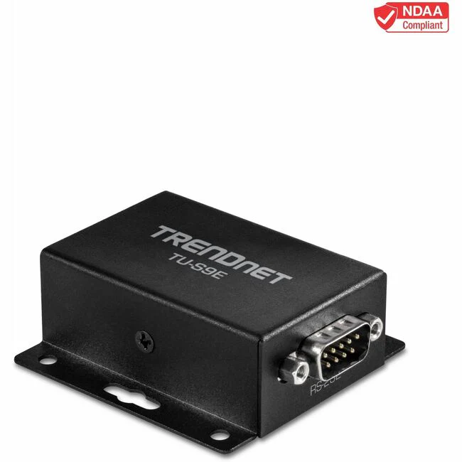 TRENDnet 1-Port Serial to IP Ethernet Converter - 1 x Network (RJ-45) - Fast Ethernet - 10/100Base-T - Power Adapter - Wall Mountable