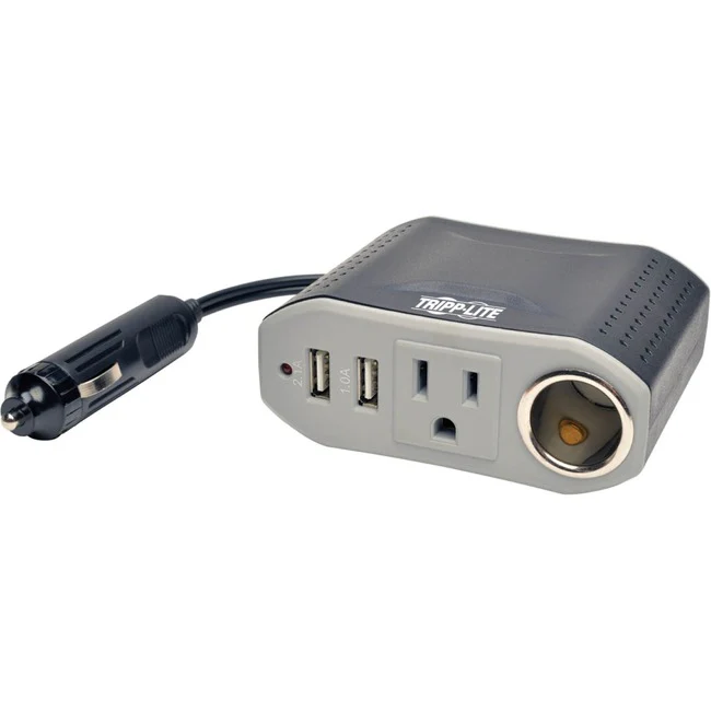Tripp Lite by Eaton 100W PowerVerter Ultra-Compact Car Inverter with Outlet 12V CLA Receptacle and 2 USB Charging Ports - Input Voltage: 12 V DC - Output Voltage: 120 V AC, 5 V DC - Continuous Power: 100 W"