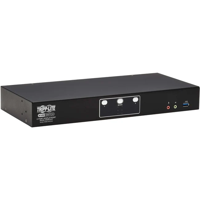 Tripp Lite by Eaton 2-Port DisplayPort Dual-Display KVM Switch - 4K 60 Hz USB 3.2 Gen 1 HDCP 2.2 USB Sharing - 2 Computer(s) - 1 Local User(s) - 4096 x 2160 - 50 Hz, 60 Hz - 1 x Network (RJ-45) - 6 x USB - Desktop, Rack-mountable - 6 x DisplayPort