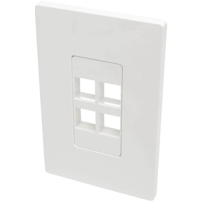 Tripp Lite by Eaton 4-Port Single-Gang Universal Keystone Wallplate, White