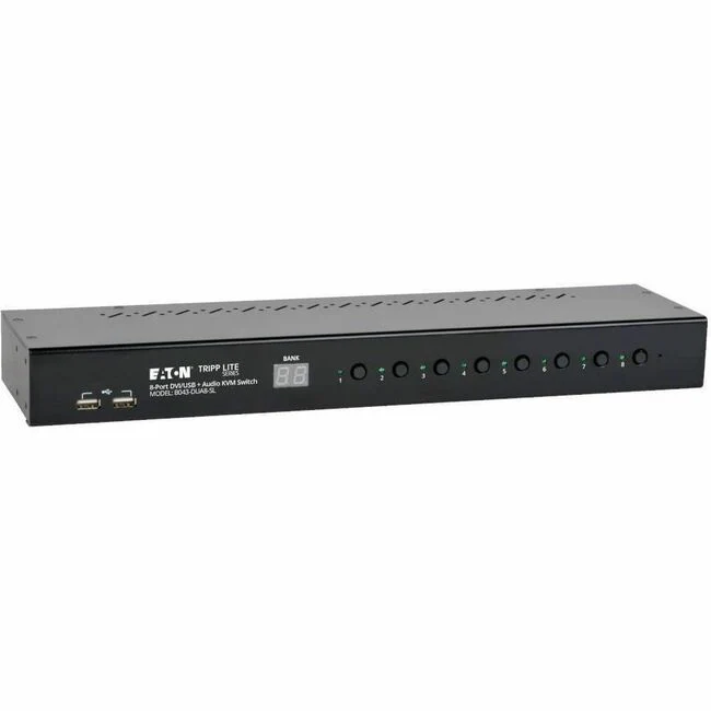 Tripp Lite by Eaton 8-Port 1U Rack-Mount DVI / USB KVM Switch with Audio and 2-port USB Hub - 8 Computer(s) - 1 Local User(s) - QXGA - 2048 x 1536 - 12 x USB - 9 x DVI - Rack-mountable - 1U