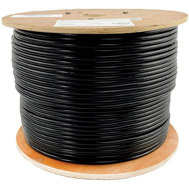 Tripp Lite by Eaton Cat6 Gigabit Bulk Solid-Core Plenum-Rated PVC Cable, Black, 1000 ft
