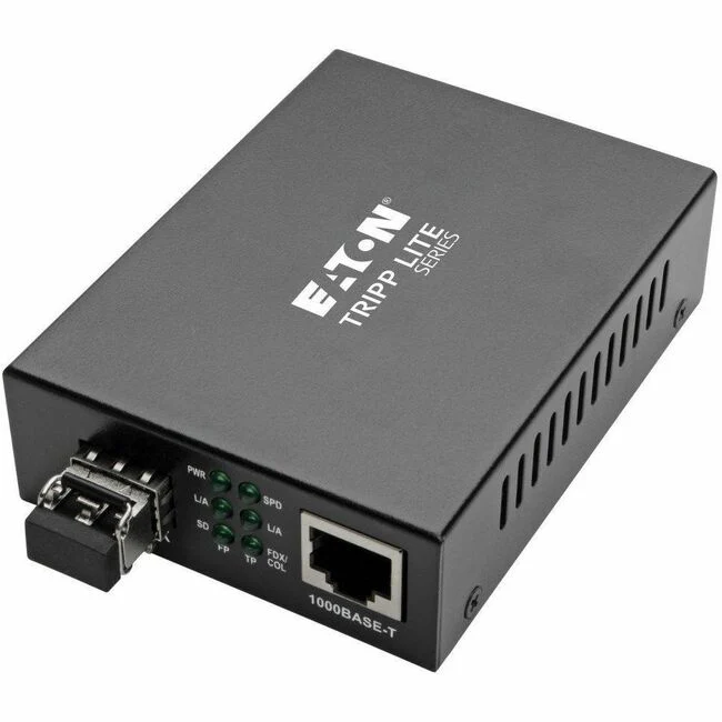 Tripp Lite by Eaton Gigabit Multimode Fiber to Ethernet Media Converter, 10/100/1000 LC, International Power Supply, 850 nm, 550M (1804.46 ft.) - 1 x Network (RJ-45) - 1 x LC Ports - DuplexLC Port - Multi-mode - Gigabit Ethernet - 10/100/1000Base-T