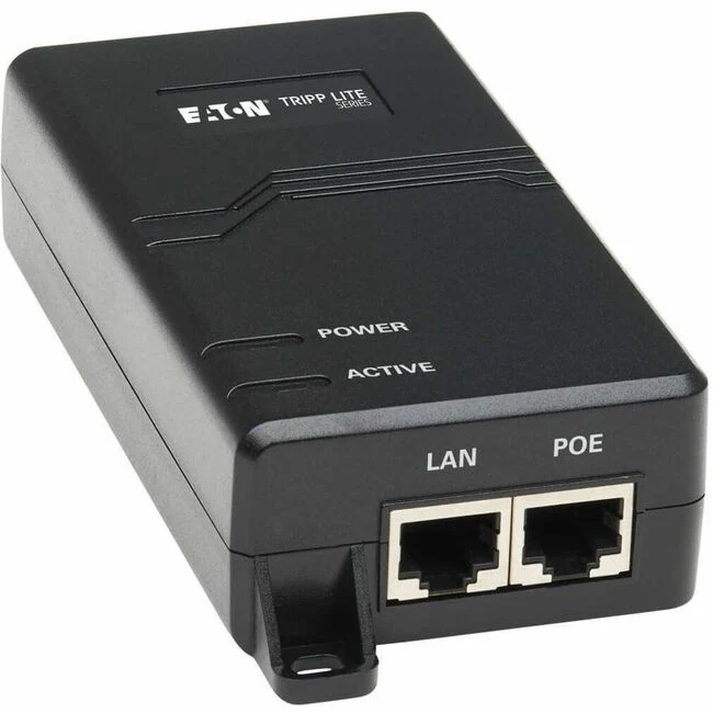 Tripp Lite by Eaton Gigabit PoE+ Midspan Active Injector - IEEE 802.3at/802.3af 30W 1 Port - 120 V AC, 230 V AC Input - Ethernet Input Port(s) - Ethernet Output Port(s) - Surface-mountable - Black