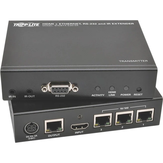 Tripp Lite by Eaton HDBaseT HDMI over Cat5e/6/6a Extender Kit with Ethernet Serial and IR Control 1080p Up to 500 ft. (152 m) TAA - 1 Input Device - 1 Output Device - 500 ft RangeNetwork (RJ-45) - 1 x HDMI In - 1 x HDMI Out - Serial Port - Full HD - 1920