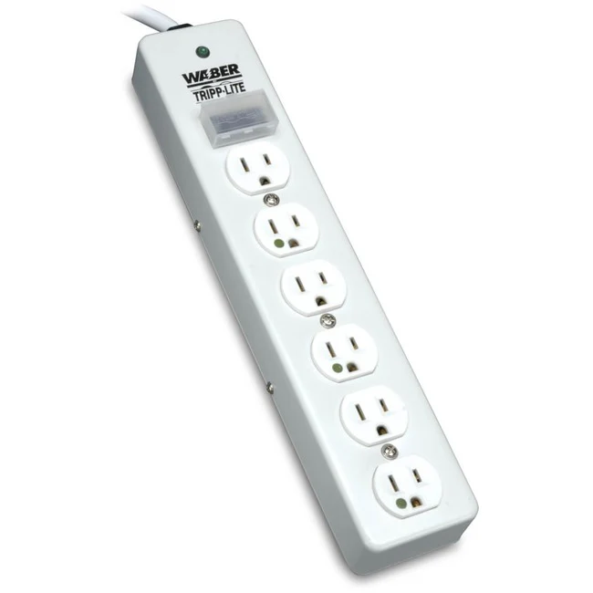 Tripp Lite by Eaton Hospital-Grade Surge Protector with 6 Hospital-Grade Outlets 10 ft. (3.05 m) Cord 1050 Joules UL 1363 Not for Patient-Care Rooms - 6 x NEMA 5-15R - 1800 VA - 1050 J - 120 V AC Input - 120 V AC Output