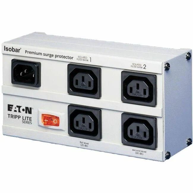 Tripp Lite by Eaton Isobar 4-Outlet 230V Surge Protector Detachable 6 ft. (1.83 m) Cord 680 Joules Metal Housing - Receptacles: 4 x IEC 320-C13 - 330J