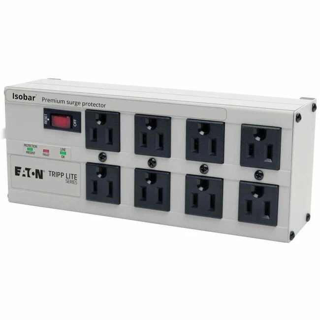 Tripp Lite by Eaton Isobar Surge Protector Metal RJ11 8 Outlet 12' Cord 3840 Joules - Receptacles: 8 x NEMA 5-15R - 3840J