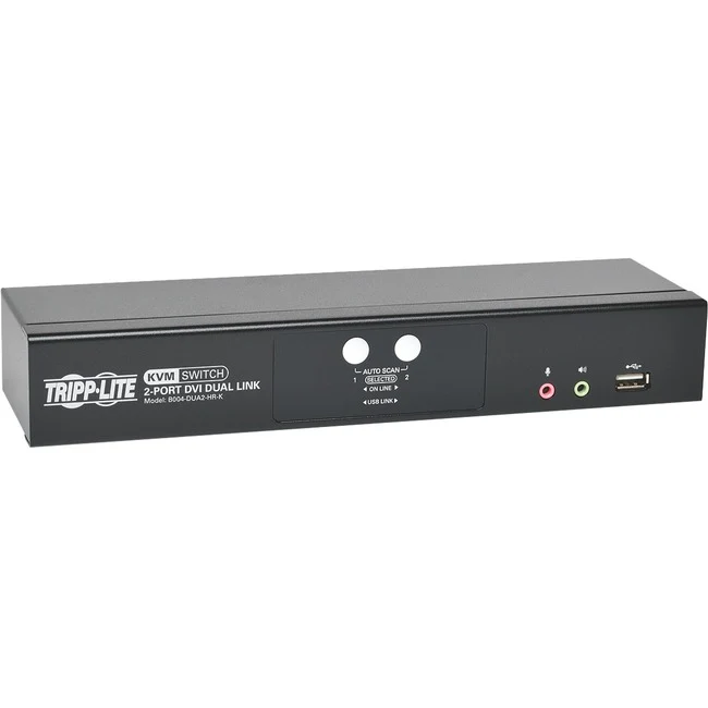 Tripp Lite by Eaton KVM Switch 2-Port DVI Dual-Link / USB w/ Audio & 2x 6ft Cables - 2 Computer(s) - 1 Local User(s) - 2560 x 1600 - 6 x USB - 3 x DVI - Desktop - TAA Compliant