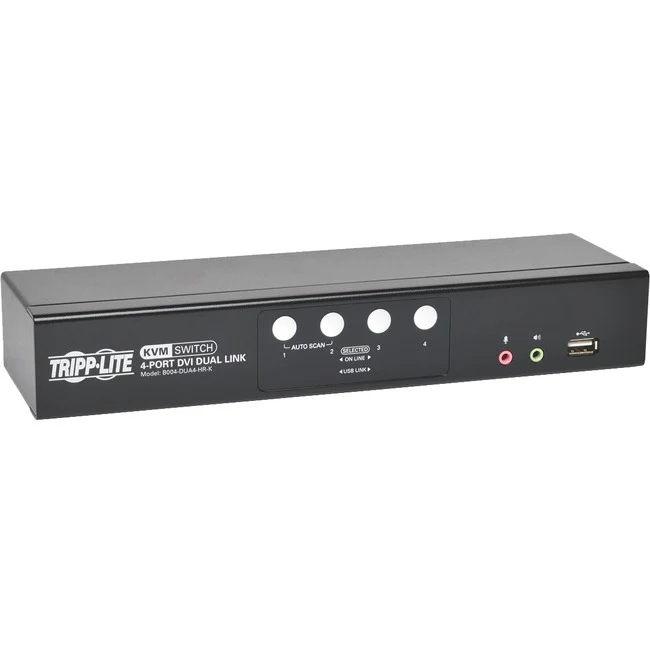 Tripp Lite by Eaton KVM Switch 4-Port DVI Dual-Link / USB w/ Audio & 4x 6ft Cables - 4 Computer(s) - 1 Local User(s) - 2560 x 1600 - 8 x USB - 5 x DVI - Desktop - TAA Compliant