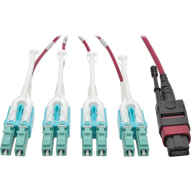 Tripp Lite by Eaton N845-02M-8L-MG MTP/MPO to 8xLC Fan-Out Patch Cable, Magenta, 2 m