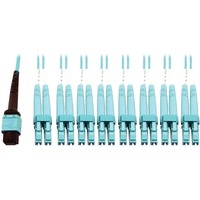 Tripp Lite by Eaton N846D-05M-24CAQ 400G Multimode 50/125 OM4 Fiber Optic Cable, Aqua, 5 m