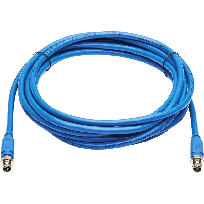 Tripp Lite by Eaton NM12-6A1-10M-BL M12 X-Code Cat6a 10G Ethernet Cable, M/M, Blue, 10 m (32.8 ft.)