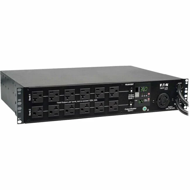 Tripp Lite by Eaton PDU 2.9kW Single-Phase Local Metered Automatic Transfer Switch PDU 2 120V L5-30P Inputs 24 5-15/20R & 1 L5-30R Outputs 2U TAA - 24 x NEMA 5-15/20R, 1 x NEMA L5-30R - 2UHorizontal Rackmount, Wall Mountable