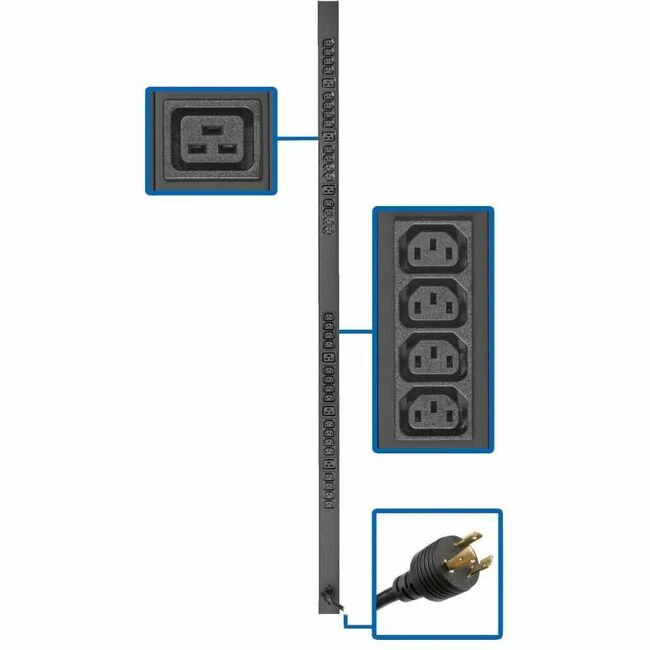 Tripp Lite by Eaton PDU 3.7kW 208/230V Single-Phase Basic PDU - 32 C13 & 6 C19 Outlets L6-20P Input 10 ft. Cord 63.75 in. 0U Rack - Basic - NEMA L6-20P - 32 x IEC 60320 C13, 6 x IEC 60320 C19 - 230 V AC - 0U - Vertical/Toolless - Wall-mountable, Rack-moun
