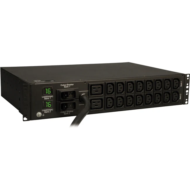 Tripp Lite by Eaton PDU 7.4kW Single-Phase Local Metered PDU 230V Outlets (2-C19 16-C13) IEC-309 230V 32A Blue 12 ft. (3.66 m) Cord 2U Rack-Mount TAA - 2 x IEC 60320 C19, 16 x IEC 60320 C13 - 7.30 kVA - 2U - Horizontal Rackmount"