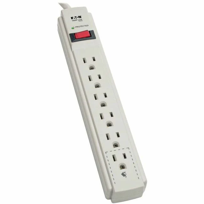 Tripp Lite by Eaton Protect It! 6-Outlet Surge Protector 4 ft. (1.22 m) Cord 790 Joules Diagnostic LED Light Gray Housing - 6 x NEMA 5-15R - 1800 VA - 790 J - 120 V AC Input - 120 V AC Output