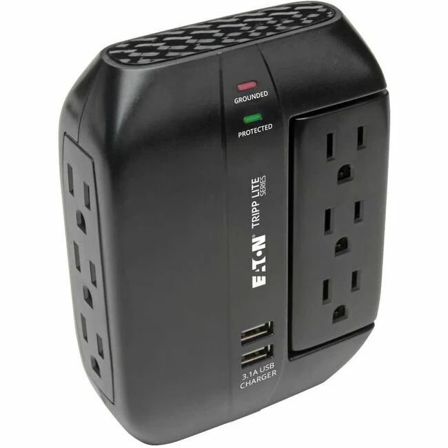 Tripp Lite by Eaton Protect It! 6-Outlet Surge Protector with 3 Rotatable Outlets - Direct Plug-In 1200 Joules 2 USB Ports - 6 x NEMA 5-15R, 2 x USB - 1200 J - 120 V AC Input