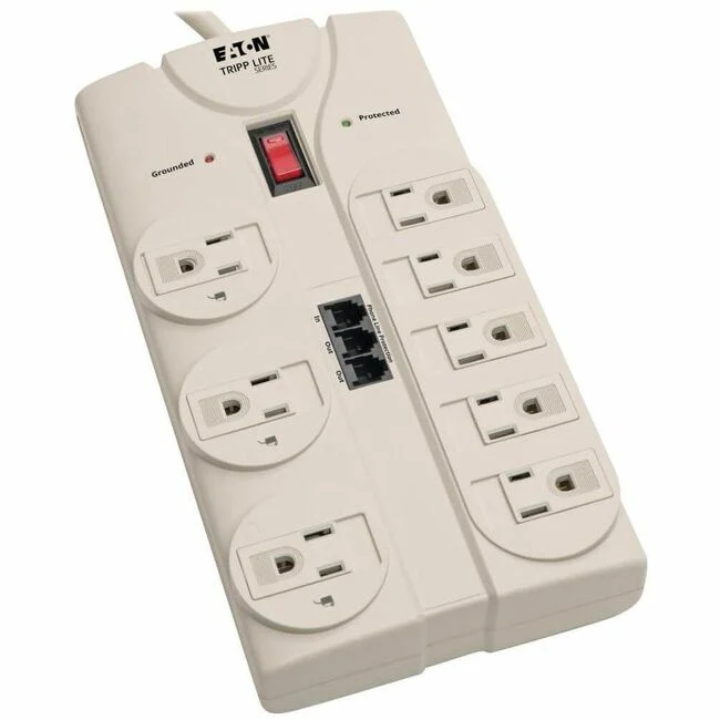 Tripp Lite by Eaton Protect It! 8-Outlet Computer Surge Protector 8 ft. (2.43 m) Cord 2160 Joules Tel/Modem/Fax Protection - 8 x NEMA 5-15R - 1800 VA - 2160 J - 120 V AC Input - 120 V AC Output