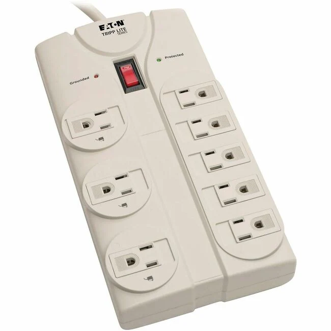 Tripp Lite by Eaton Protect It! 8-Outlet Surge Protector 8 ft. Cord with Right-Angle Plug 1440 Joules Diagnostic LEDs Light Gray Housing - 8 x NEMA 5-15R - 1800 VA - 1440 J - 120 V AC Input - 120 V AC Output