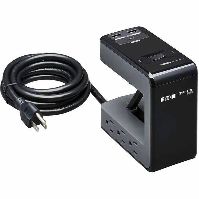 Tripp Lite by Eaton Safe-IT 6-Outlet Clamp Surge Protector 5-15R Outlets 3 USB Charging Ports 8 ft. (2.4 m) Cord Antimicrobial Protection - 6 x NEMA 5-15R, 3 x USB - 1800 VA - 1080 J - 120 V AC Input